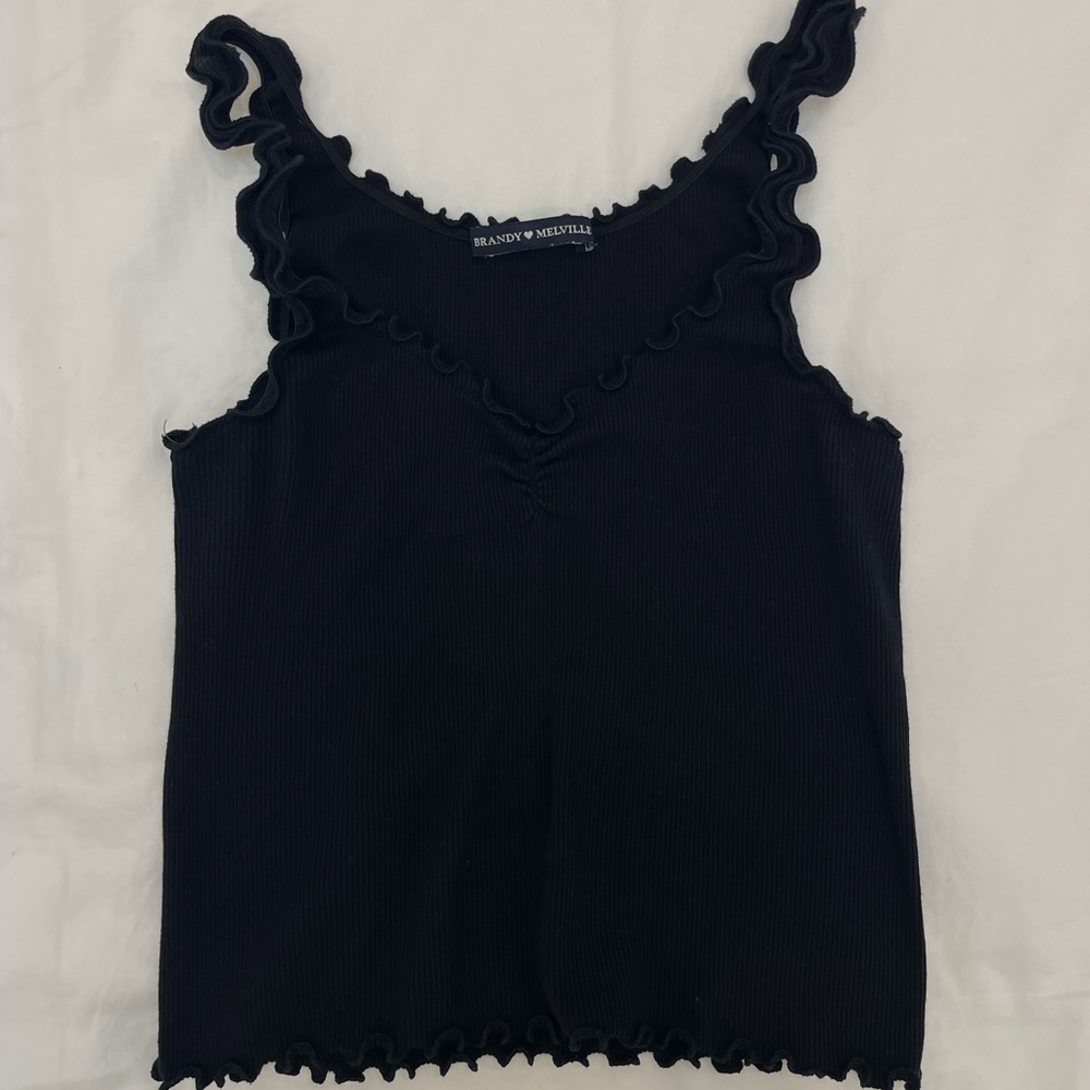 Brandy Melville Black Ruffled Camisole